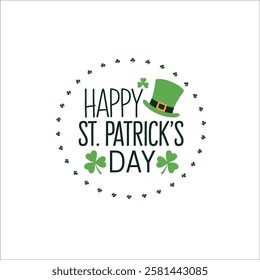 Classy St. Patricks Day Typography Logo with Decorative Clovers
Stylized St. Patricks Day Greeting in a Clean Circular Format
