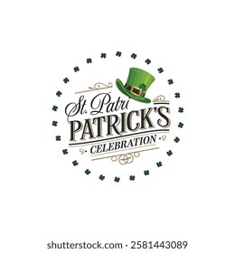 Classy St. Patricks Day Typography Logo with Decorative Clovers
Stylized St. Patricks Day Greeting in a Clean Circular Format
