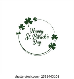 Classy St. Patricks Day Typography Logo with Decorative Clovers
Stylized St. Patricks Day Greeting in a Clean Circular Format

