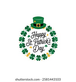 Classy St. Patricks Day Typography Logo with Decorative Clovers
Stylized St. Patricks Day Greeting in a Clean Circular Format
