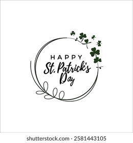 Classy St. Patricks Day Typography Logo with Decorative Clovers
Stylized St. Patricks Day Greeting in a Clean Circular Format
