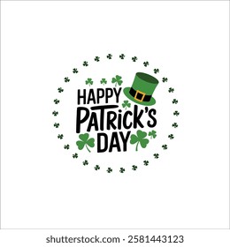 Classy St. Patricks Day Typography Logo with Decorative Clovers
Stylized St. Patricks Day Greeting in a Clean Circular Format
