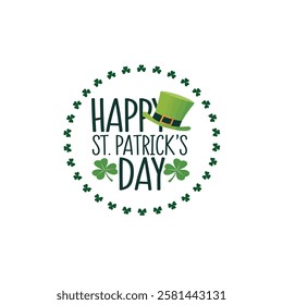 Classy St. Patricks Day Typography Logo with Decorative Clovers
Stylized St. Patricks Day Greeting in a Clean Circular Format
