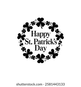 Classy St. Patricks Day Typography Logo with Decorative Clovers
Stylized St. Patricks Day Greeting in a Clean Circular Format
