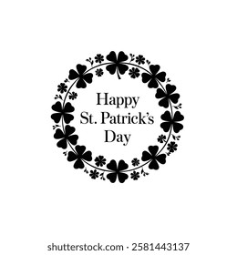 Classy St. Patricks Day Typography Logo with Decorative Clovers
Stylized St. Patricks Day Greeting in a Clean Circular Format
