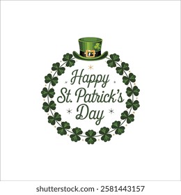 Classy St. Patricks Day Typography Logo with Decorative Clovers
Stylized St. Patricks Day Greeting in a Clean Circular Format
