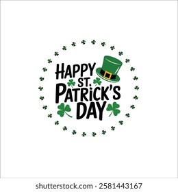 Classy St. Patricks Day Typography Logo with Decorative Clovers
Stylized St. Patricks Day Greeting in a Clean Circular Format
