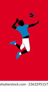 Classy timeless Illustration of volleyball player silhouette in action doing jump smash best for your digital graphic and print