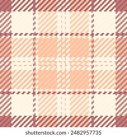 Classy vector textile background, aesthetic texture plaid seamless. Cute check tartan pattern fabric in orange and old lace colors palette.