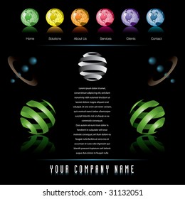 A classy vector web site design template with globes