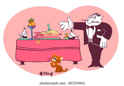 Classy waiter serving a dish