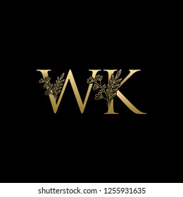 Classy WK Letter Logo With Golden Color