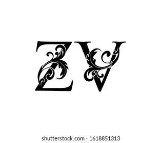 Classy Z, V and ZV Vintage Letter Logo Design