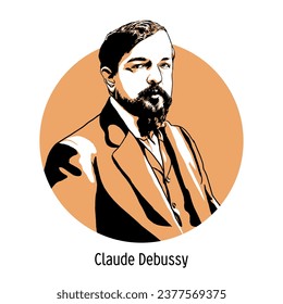 Claude Debussy was a French composer. Hand drawn vector illustration 