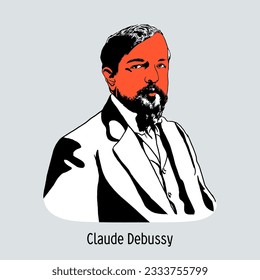 Claude Debussy was a French composer. A leading representative of musical impressionism. Hand drawn vector illustration.