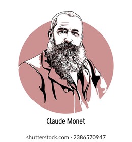 Claude Monet - French painter, one of the founders of Impressionism. Vector illustration is hand-drawn.