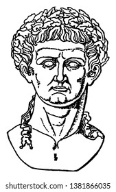 Claudius, Tiberius, 10 BC-54 AD, he was Roman emperor from 41 to 54 and member of the Julio-Claudian dynasty, vintage line drawing or engraving illustration