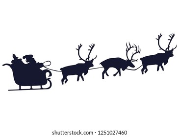 claus with reindeers on a white background