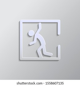 claustrophobia, man paper style icon. Grey color vector background