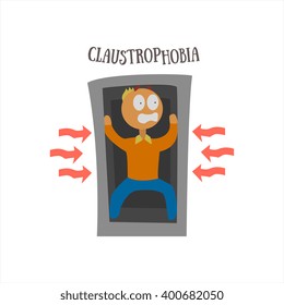 Claustrophobia Simplified Design Flat Vector Illustration On White Background