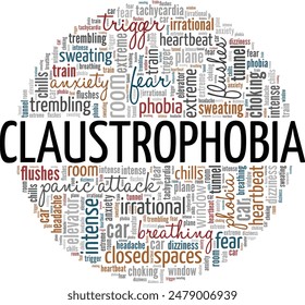 Claustrophobia word cloud conceptual design isolated on white background.