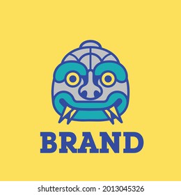 Clava Head from Peru, Chavin culture. Isotype for brands.