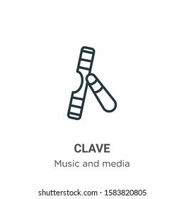 Clave outline vector icon. Thin line black clave icon, flat vector simple element illustration from editable music concept isolated on white background