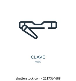 clave thin line icon. claves, instrument linear icons from music concept isolated outline sign. Vector illustration symbol element for web design and apps.