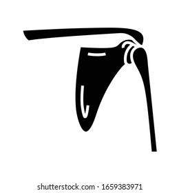 Clavicle bone structure black icon, concept illustration, vector flat symbol, glyph sign.