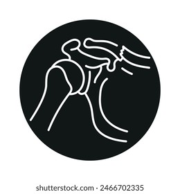 Clavicle fracture line black icon. Sign for web page, mobile app, button, logo. Vector isolated button. Editable stroke.