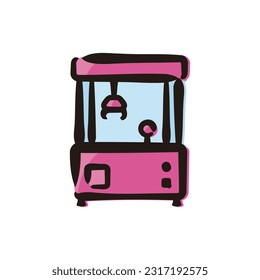 Claw crane - Japanese modern culture icon (Hand-drawn line, colored version)