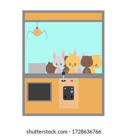 claw crane machine on white screen