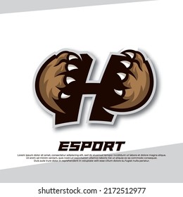 Letra H del logotipo de Claw esport, logotipo de Tiger esport, logotipo de paw