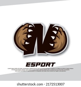 Claw Esport Logo Letter N, Tiger Esport Logo, Paw Gaming Logo