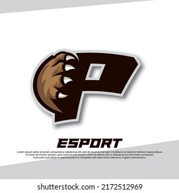 Claw Esport Logo Letter P, Tiger Esport Logo, Paw Gaming Logo