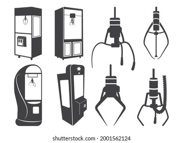 claw game icons, Crane Claw Machine vector