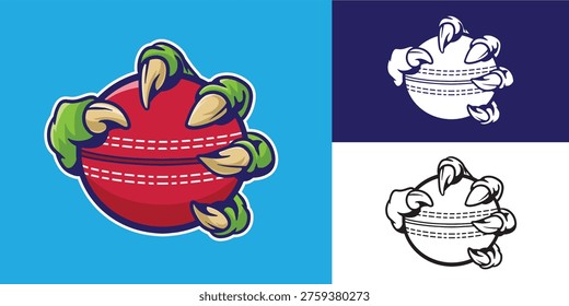 claw grab cricket ball good for logo, sticker, element design, etc	
