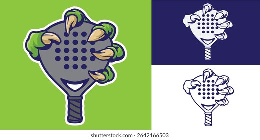 claw grab padel racket good for logo, sticker, element design, etc	
