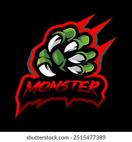 Claw Green Monster Mascot Logo Design for Sports esport Gaming and more