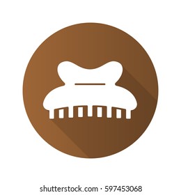 Claw hair clip flat design long shadow icon. Vector silhouette symbol