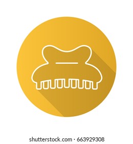 Claw hair clip flat linear long shadow icon. Vector outline symbol