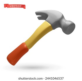 Claw hammer 3d vector icon