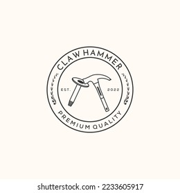 diseño minimalista de ilustración de la línea de martillo de claw, diseño de símbolo de martillo y cincel de hormigón