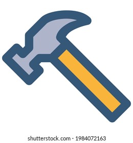 Claw Hammer in Color Filled Outline Icon