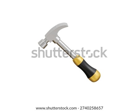  a claw hammer, a common hand tool used for driving and pulling nails icon 3d render illustration
