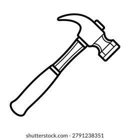 Claw hammer construction tool outline icon with carpentry construction maintenance equipment hardware handtool