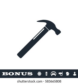 Claw hammer icon flat. Black pictogram on white background. Vector illustration symbol and bonus button