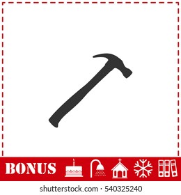 Claw hammer icon flat. Simple vector symbol and bonus icon