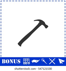 Claw hammer icon flat. Simple vector symbol and bonus icon