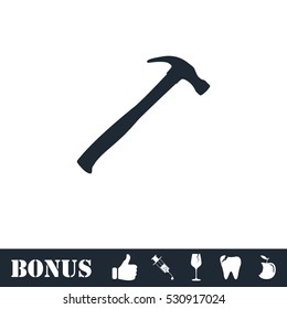 Claw hammer icon flat. Vector illustration symbol and bonus pictogram